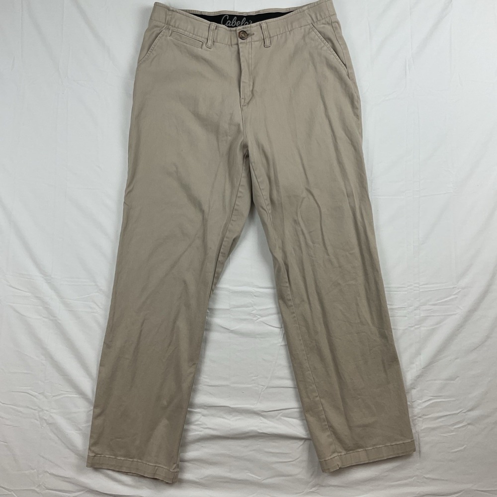 Cabelas Classic Fit Khaki‎ Chino Pants Mens 34x32 Straight Casual Lightweight